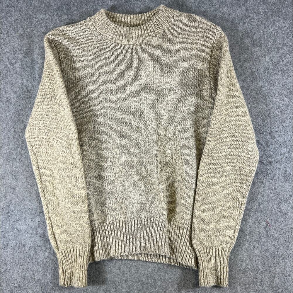 Vintage 70s Campus Ragg Wool Sweater Mens Small Brown Crewneck Long Sleeve USA